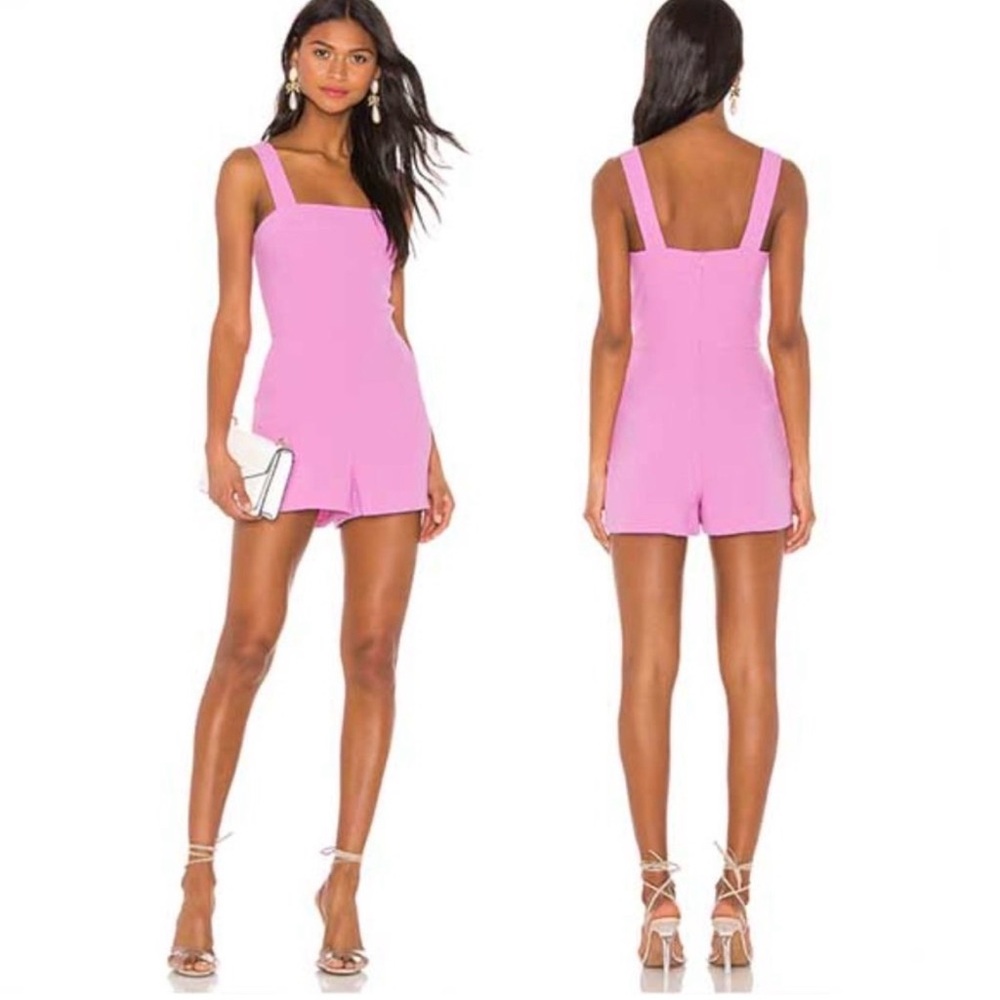 AMANDA UPRICHARD ACE ROMPER Women’s Sweet Pink Square Neck with Pockets